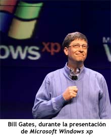 Bill Gates, durante la presentacin de Microsoft Windows xp